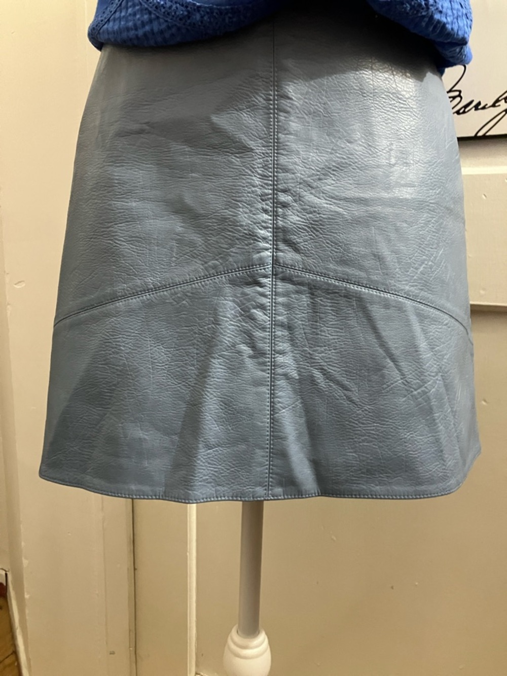 Zara Dusty Blue Faux Leather Mini Skirt